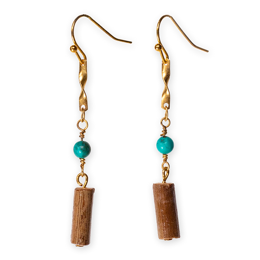Twisted Gold & Turquoise Earrings