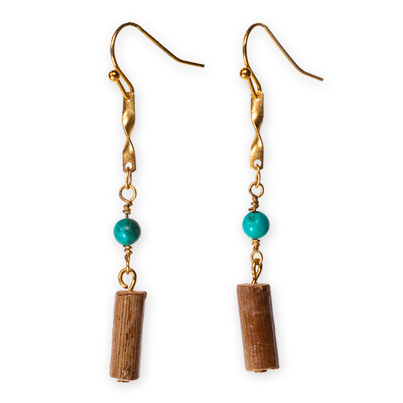 Twisted Gold & Turquoise Earrings